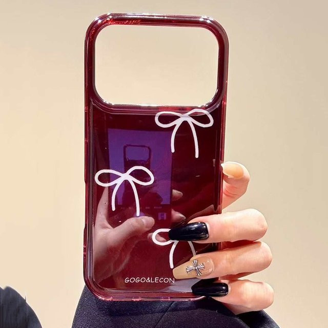 Stoßfeste Apple iPhone Handyhülle mit Schleife in Weinrot für iPhone 17 bis iPhone 7/8 Plus und SE2 - Bild 1