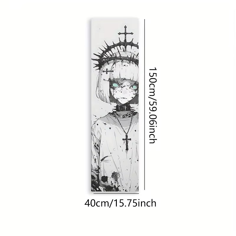 VIKAMA Gothic Anime Wandteppich mit blau-grünen Augen in Multicolour, vertikaler Wandbehang für dein Wohnzimmer oder Schlafzimmer, B: 40,0 cm, H: 150,0 cm - Bild 4