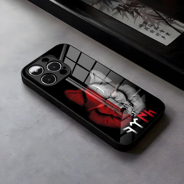 Handyhülle mit Türkischer Flagge und Wolf Design für Apple iPhone Modelle, Glas-Cover in Schwarz und Multicolour - Bild 1