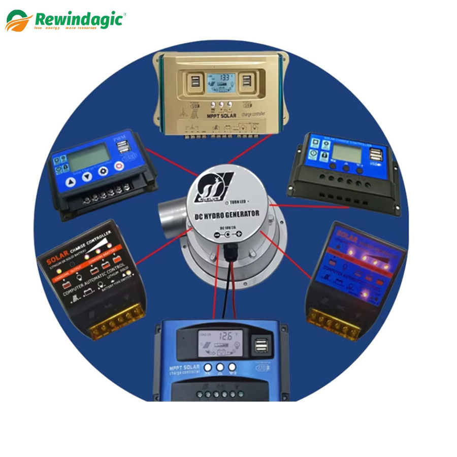 Rewindagic Hydraulikgenerator Wasserturbine DC Permanentmagnet für 12V/24V Batterien in Silber - Bild 3