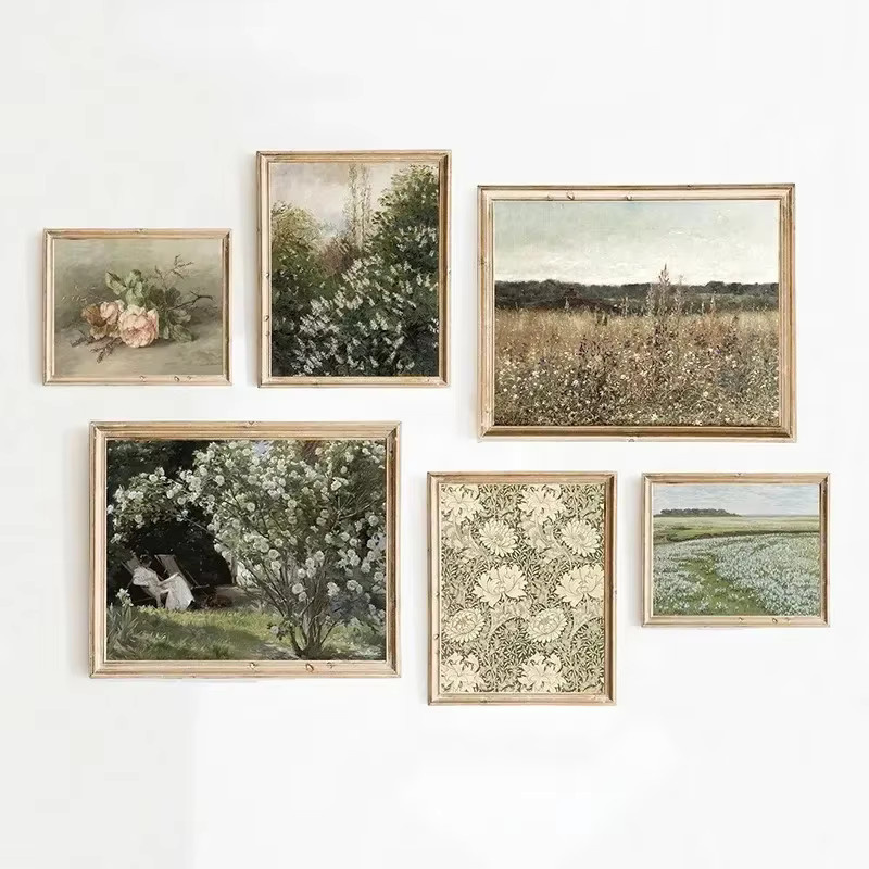 Potdemiel Leinwand Kunstdruck Retro Französische Frühlingslandschaft mit Blumen in Mehrfarbig - Bild 2