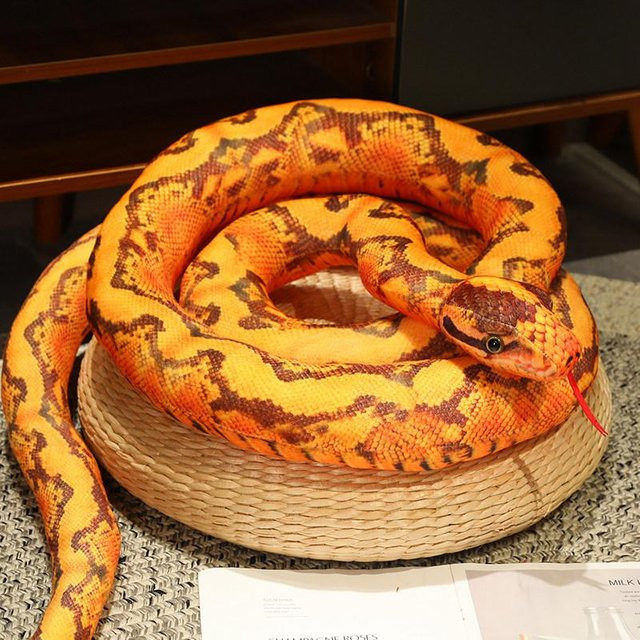 Yiran toy Python-Plüschtier, lange Schlange, gelb, orange, grün, 300cm - Bild 1