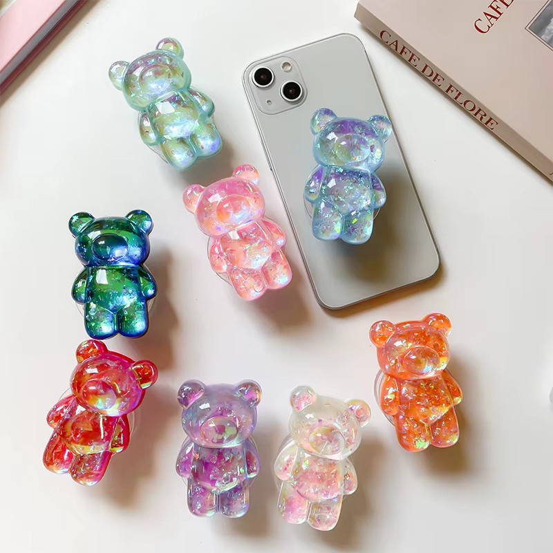 Koreanischer 3D Glitter Bär Handy Halter GripTok als faltbarer Ständer für iPhone, Samsung und Xiaomi - Bild 2