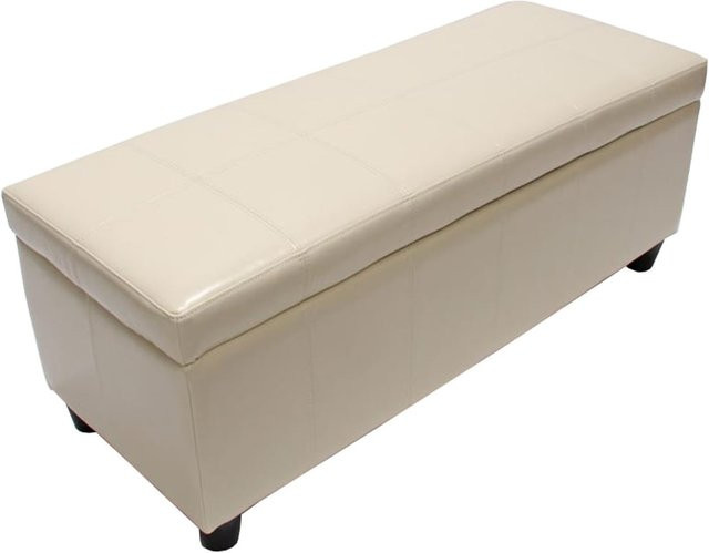 Sitzbank Arezzo mit Aufbewahrung von MCW aus Leder und Kunstleder in Beige, B/T/H: 112 x 45 x 45 cm - Bild 1
