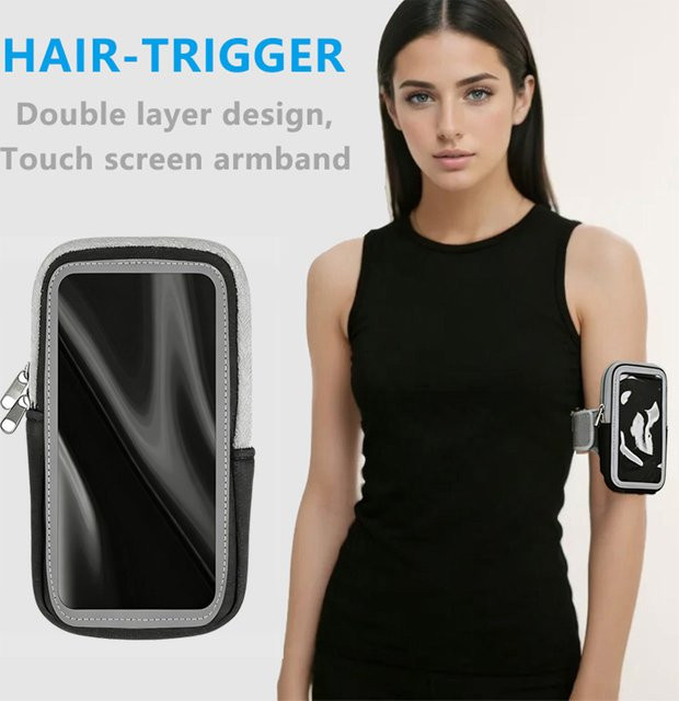 Universelle Telefon-Armtasche mit Touchscreen für Herren und Damen in Schwarz, geeignet für Handys bis 15,2 cm - Bild 1