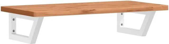 vidaXL Waschbeckenregal zur Wandmontage aus Stahl und Massivholz Buche in Dunkelbraun-weiß - Bild 1