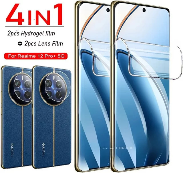 4in1 Hydrogel Display- und Kamera-Schutzfolien Set für Realme 12 Pro Plus, transparent - Bild 1