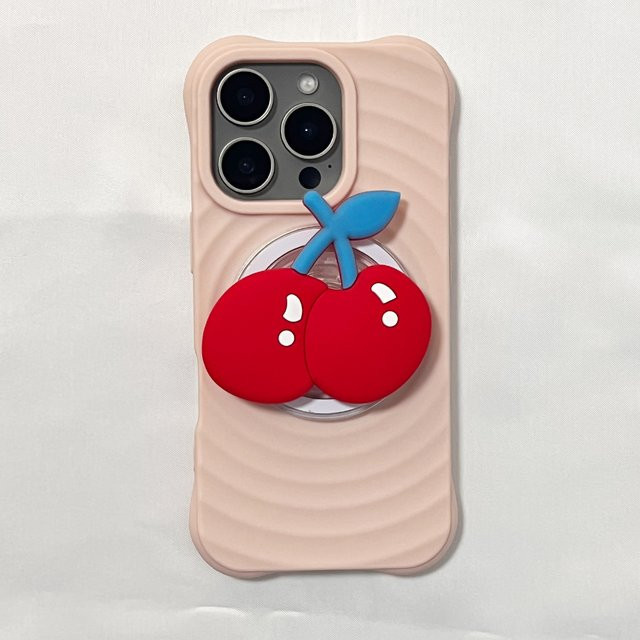 Handyhülle mit Kirschen Cartoon-Design und Grip Tok Ständer für iPhone 17 Pro Max und 16 Pro Max in Rot - Bild 1
