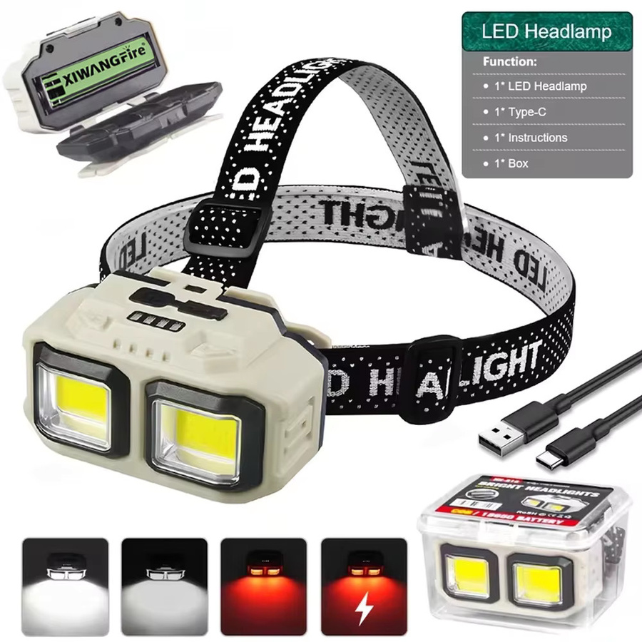 KDULIT LED-Stirnlampe mit COB-Technologie, USB-aufladbare wasserdichte Kopflampe in Weiß - Bild 6