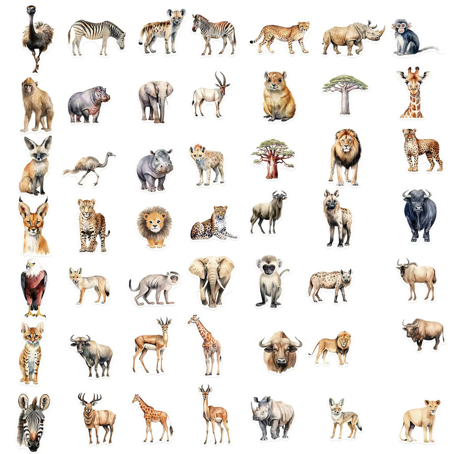 50 Stück Cartoon Afrikanische Tier Wasserdichte Graffiti Aufkleber von BulingBulingStickers Shop in Multicolour - Bild 2