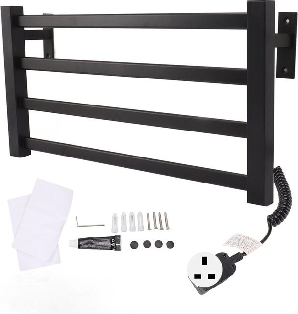 Aimo Elektrisches Thermostatisches Handtuchregal zur Wandmontage in Schwarz aus Metall mit UK-Stecker - Bild 1