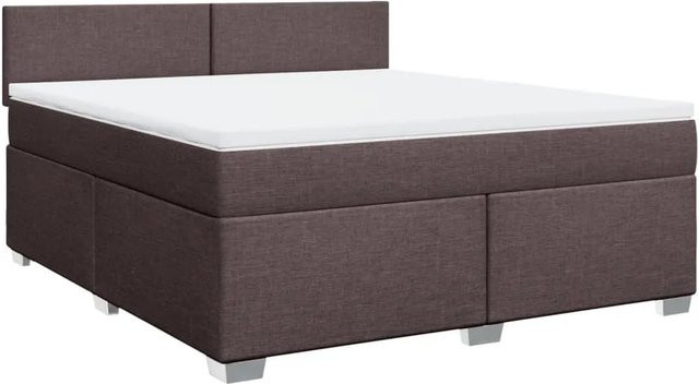 vidaXL Boxspringbett mit Matratze in Dunkelbraun und Weiß, Hybrid-Bett mit Taschenfederkern und USB-Ladeport, B/T: 180 x 200 cm - Bild 1
