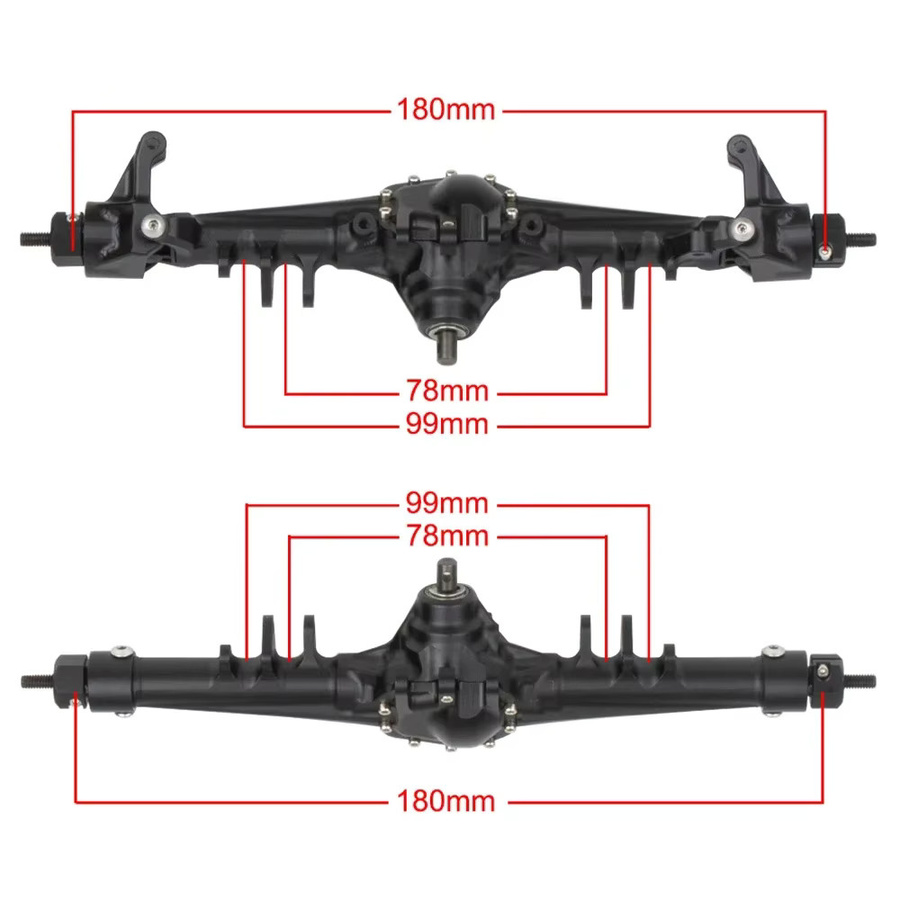 Fimonda Integrierte CNC-Aluminium-Vorder- und Hinterachse, Zubehör, Schwarz - Bild 1