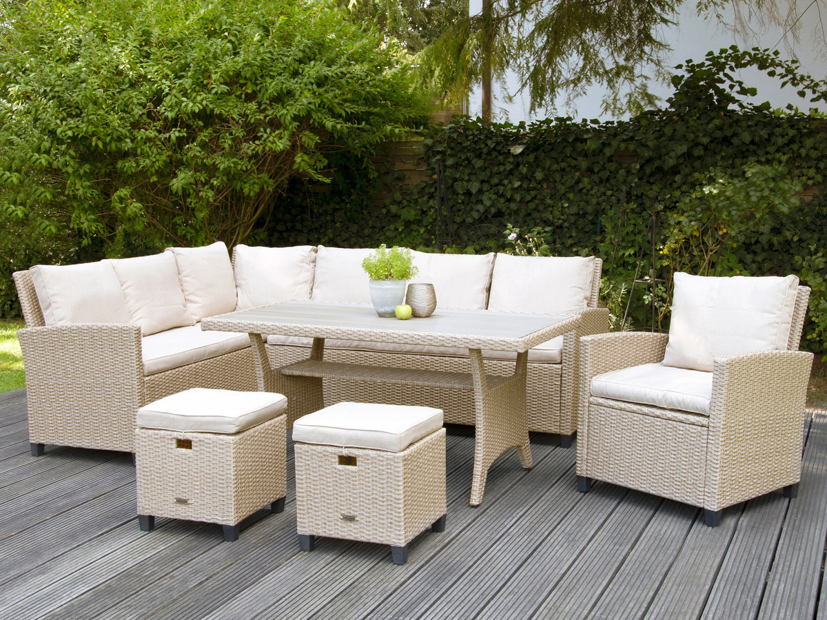 BELLAVISTA HOME & GARDEN Dining-Lounge Prato Ecksofa aus Polyrattan in Beige - Bild 2