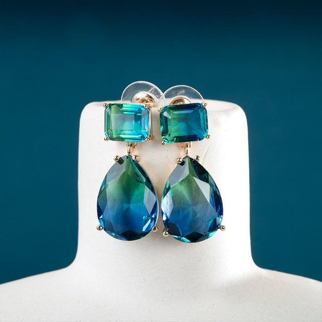 POMOiii Ohrringe, Blau, Zirkonia, Messing, Damen - Bild 1