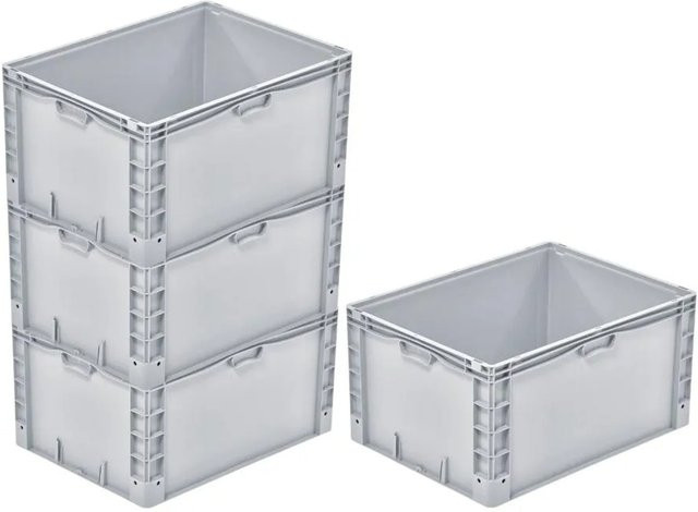 PROREGAL SparSet 4x Euro-Norm Großbehälter mit verstärktem Boden in Grau, H x B x T: 42 x 60 x 80 cm, 168 Liter Transportboxen - Bild 1