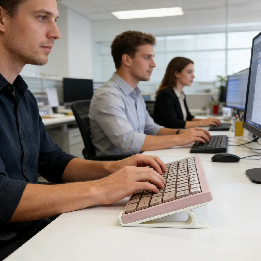 Ergonomischer und rutschfester Tastaturständer in Schwarz, 2-teiliges Set, verstellbarer und tragbarer Computerständer für dein Heimbüro - Bild 3