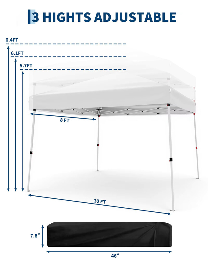 HiMISS Robuster Outdoor-Pavillon mit Schrägständer als sofort aufbaubarer Garten-Sonnenschutz - Bild 3