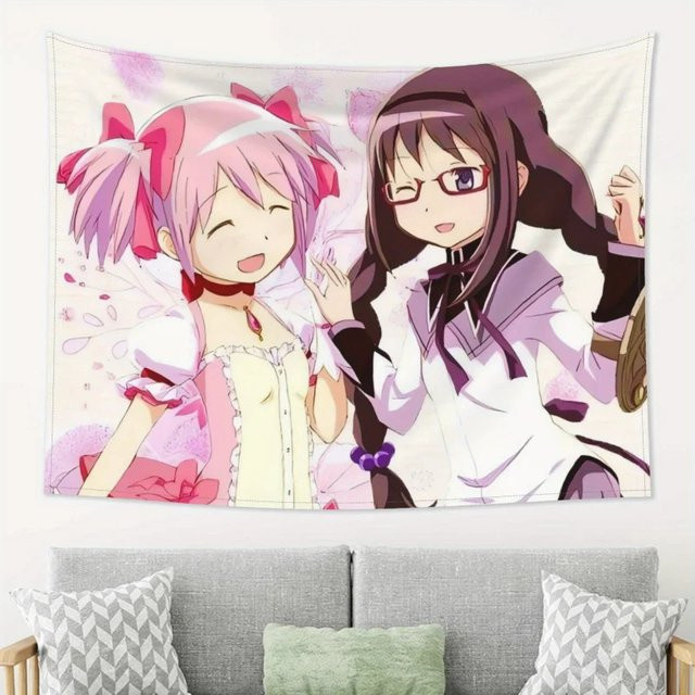 VIKAMA Puella Magi Madoka Magica Anime Wandteppich, Mehrfarbiger Wandbehang für Schlafzimmer und Wohnheim, Rechteckig - Bild 1