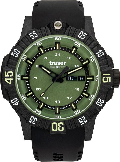 Traser Herrenuhr, Quarz, Edelstahl, Grün, 46 mm, 20 ATM - Bild 1