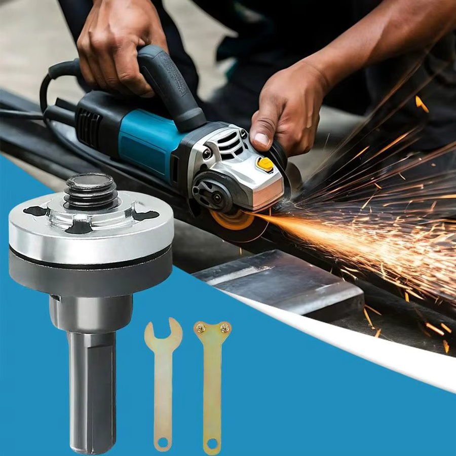5-teiliges Set Elektrische Bohrer Umwandlung Winkel Adapter mit Trennscheibe und Polierrad in Silber und Weiß - Bild 2