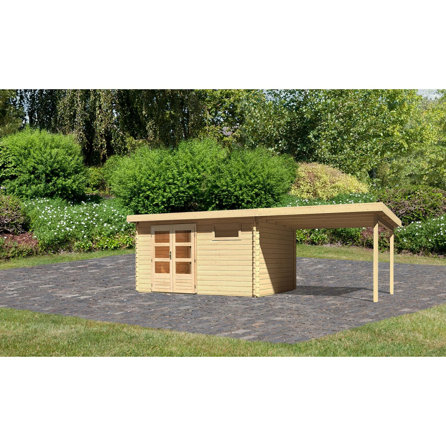 Karibu Holz-Gartenhaus Ängelholm in Natur mit Pultdach und modernem Design, B/T: 370 x 280 cm - Bild 2
