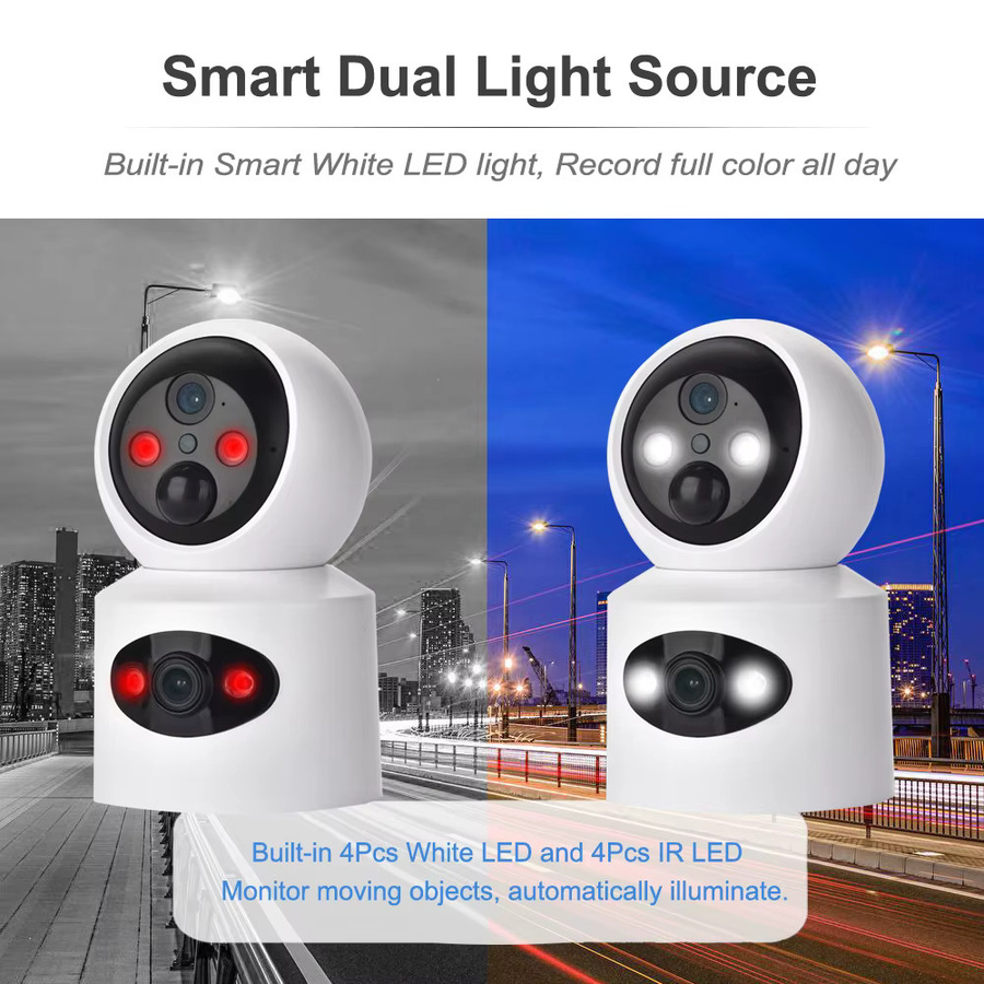 JIENUO Drahtlose PTZ IP-Kamera mit Doppelobjektiv, 4000 mAh Akku, Auto-Tracking, HD-Video und Vollfarb-Nachtsicht, Weiß - Bild 2