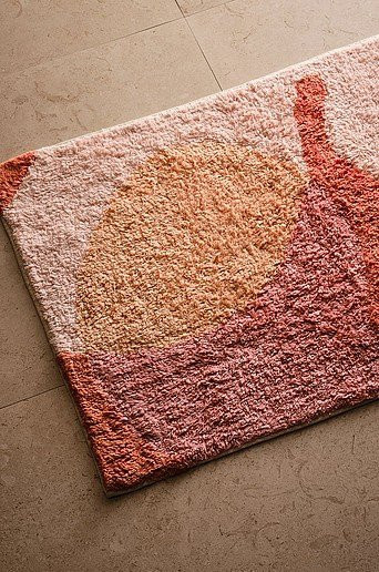 Jotex Badematte DELORES in Pink und Orange mit grafischem Design, rutschfest und waschbar aus Baumwolle - Bild 1