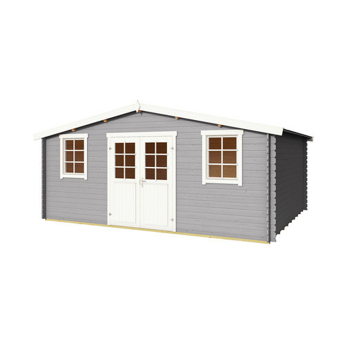 Lasita Gartenhaus Wels 5 aus Fichtenholz mit Satteldach in Lichtgrau, B/T/H: 510 x 400 x 245,1 cm - Bild 3