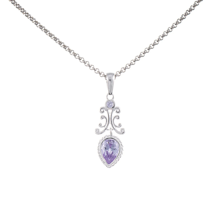 Anhänger mit Kette, 925 Silber, Zirkonia, flieder, Damen - Bild 1