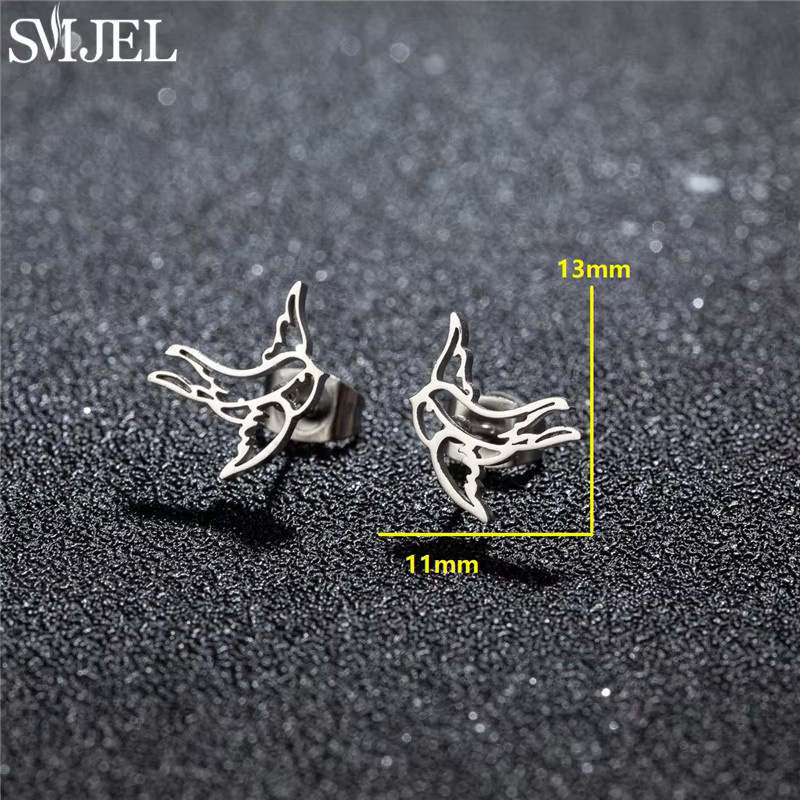 SMJEL Ohrstecker Schwalben, Edelstahl, Silber, Damen - Bild 1