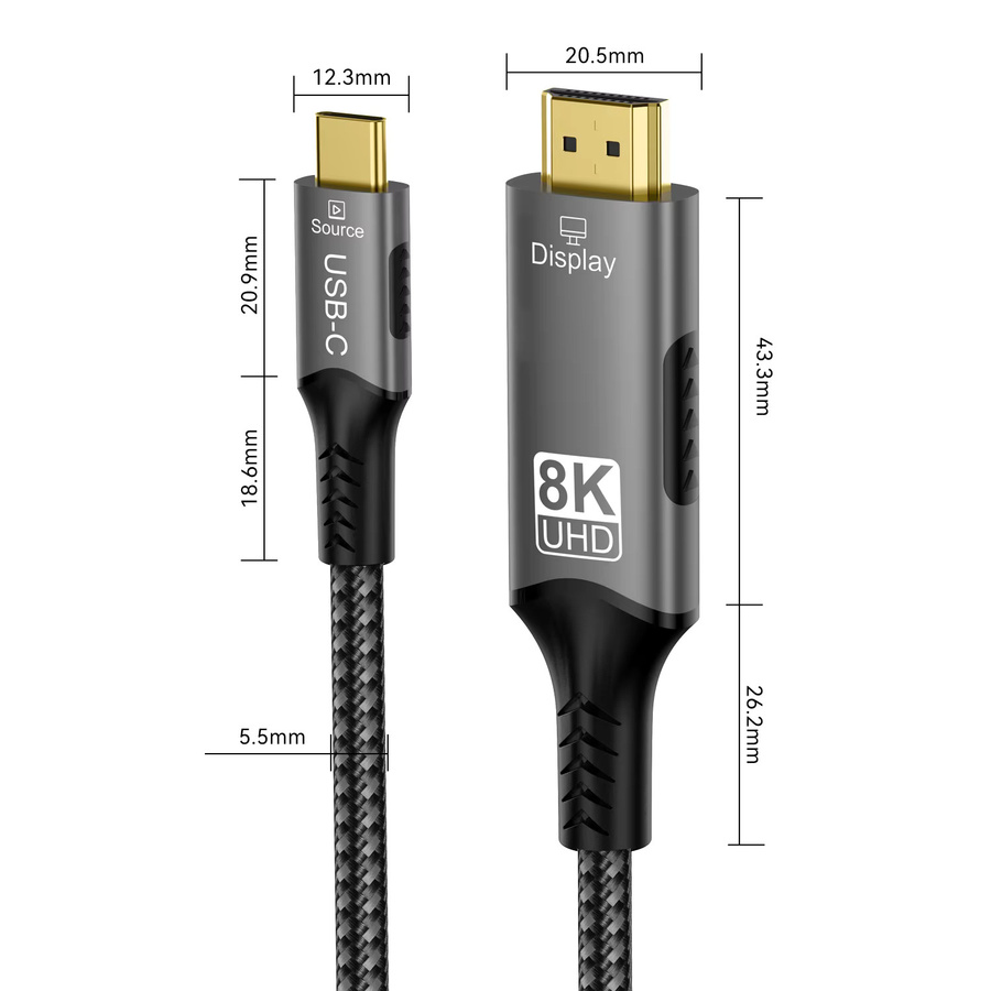 FDBRO USB C auf HDMI 2.1 Adapter Kabel für 8K, 4K@120Hz, HDR10+ und Dolby Vision mit 32,4 Gbit/s für MacBook Pro, M1, M2, Laptop und Tablet - Bild 4