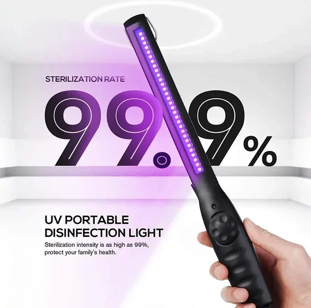 Heinast Tragbare UV Sterilisationslampe mit 30 LEDs, UVC Keimtötende Reinigung, Schwarz - Bild 1