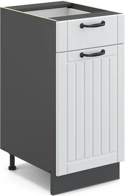Vicco Küchenunterschrank Fame-Line in Weiß und Anthrazit im Landhausstil ohne Arbeitsplatte, Breite: 40 cm - Bild 1