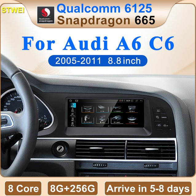 STWEI Auto-Multimedia-Gerät für AUDI A6 C6 mit 8,8 Zoll Bildschirm, Qualcomm Snapdragon, Schwarz, mit drahtlosem Android Auto und CarPlay - Bild 1