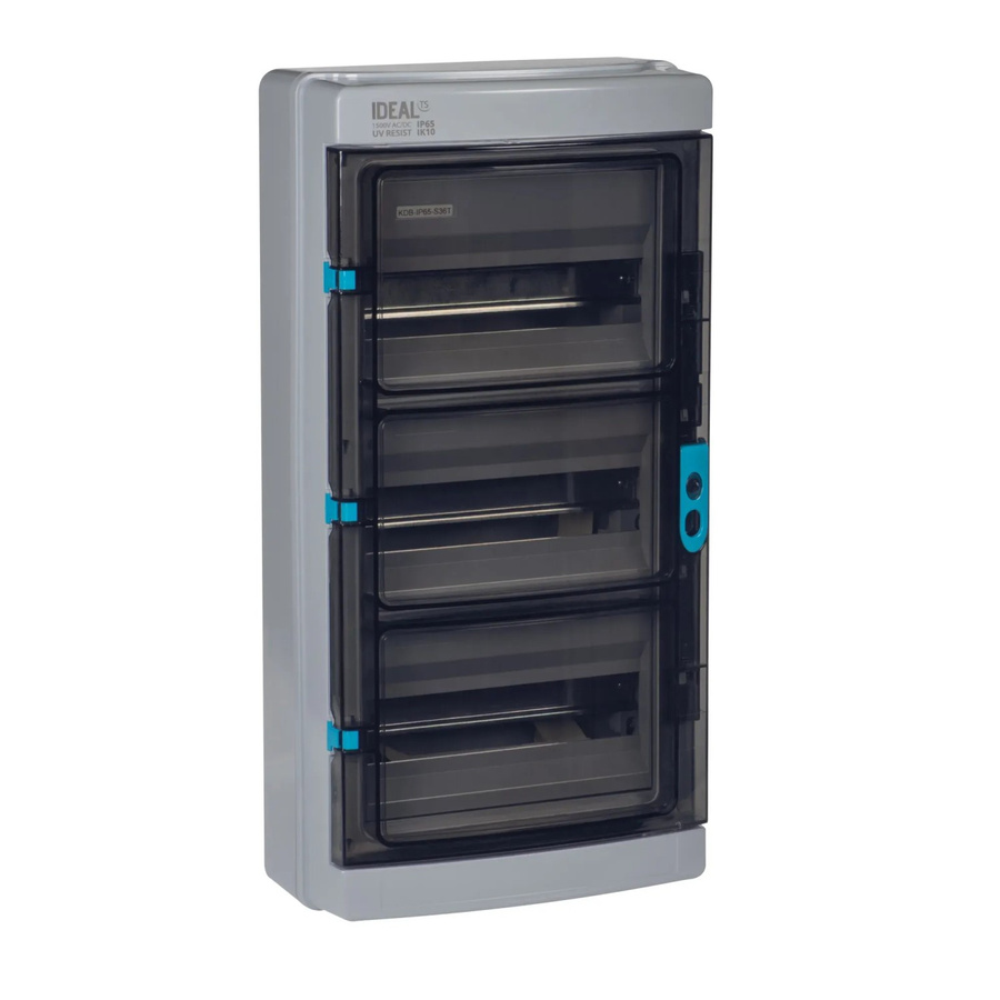 Kanlux Verteiler Sicherungskasten KDB aus ABS Kunststoff in Grau, Aufputz, IP65, 3x12-Module, B/T/H: 36,0 x 30,0 x 15,0 cm - Bild 2