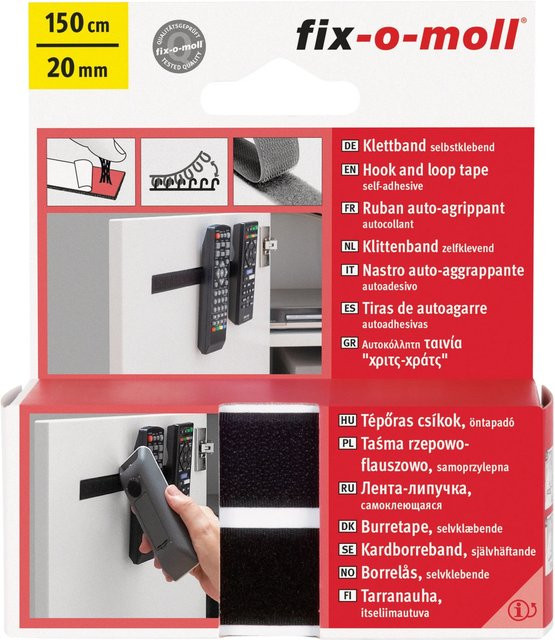 Fix-o-moll Klettband selbstklebend Schwarz B: 20 mm, L: 150 cm - Bild 1