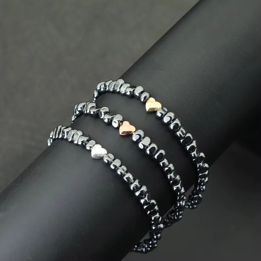 Armband Hämatit, unregelmäßige Perlen, Schwarz, Unisex - Bild 2