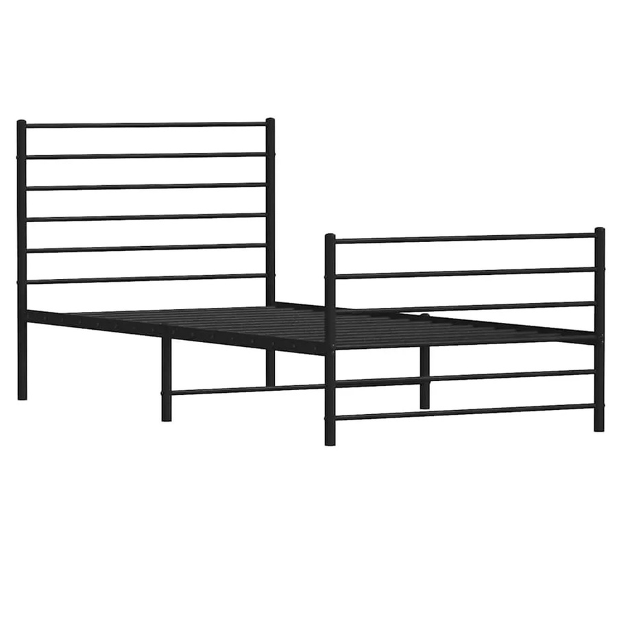 vidaXL Bettgestell aus Metall mit Kopf- und Fußteil in Schwarz, B/T/H: 80 x 200 cm - Bild 2