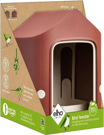 Elho Vogelfutterhaus Cosy in Rot-Weiß, Durchmesser: 18 cm