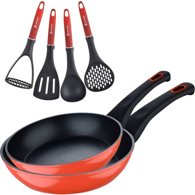 Bergner Pfannenset Classique aus Stahl und Emaille in Rot, 2-teilig - Bild 1
