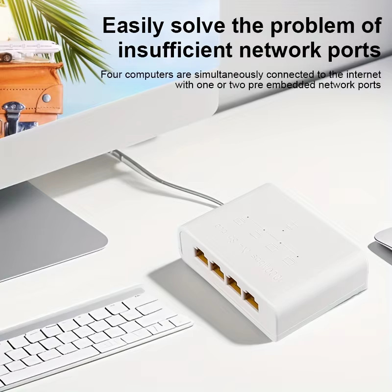 Magecam RJ45 Gigabit Ethernet Switch Hub 1 In 4 Out Konverter 1000 Mbit/s LAN Adapter in Schwarz oder Weiß - Bild 2