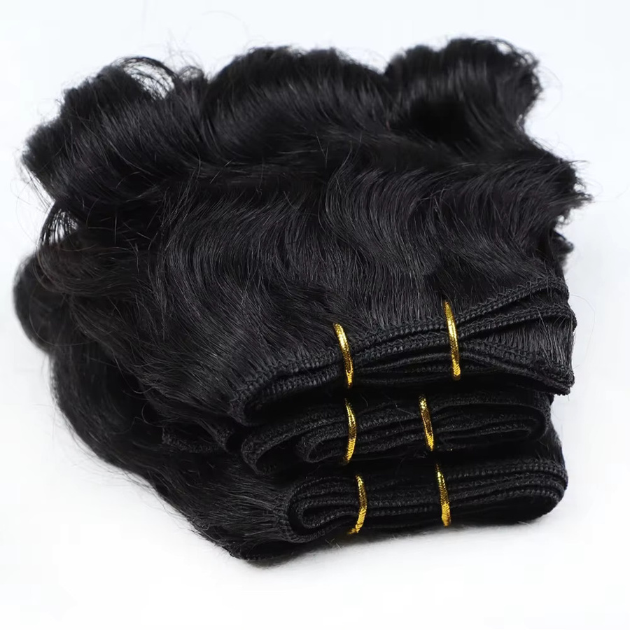 3 Stück kurze lockige Haarweb bündel, 100% Echthaar, Unisex - Bild 4