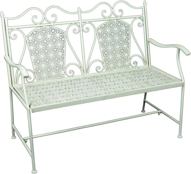 DELUKE Gartenbank SIGURD aus Stahl in Weiß, wetterfeste Sitzbank für Garten, Terrasse und Balkon, Breite: 120 cm - Bild 1