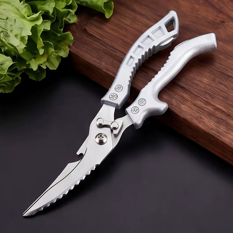 BAFENGS Multifunktionale Küchenschere aus Edelstahl in Silber, ergonomisch und beidseitig einsetzbar für Geflügel, Fisch und Fleisch - Bild 2