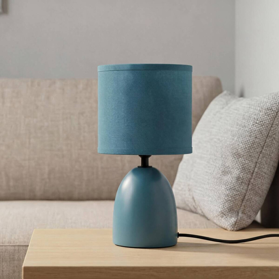POCOline Tischleuchte Kushi aus Keramik in Blau mit E14 Fassung, B/T/H: 15 x 15 x 27 cm - Bild 3