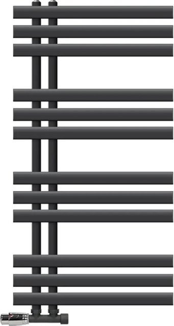 LuxeBath Badheizkörper Iron EM Anthrazit mit Thermostat und Wandanschlussanschlussgarnitur H: 100 cm, B: 50 cm - Bild 2