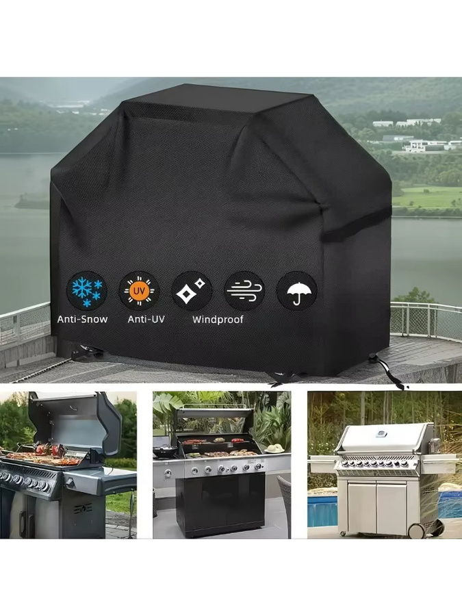 Schwarze Barbecue-Grillabdeckung für Outdoor-Grills mit B/T/H: 117 x 145 x 61 cm - Bild 7