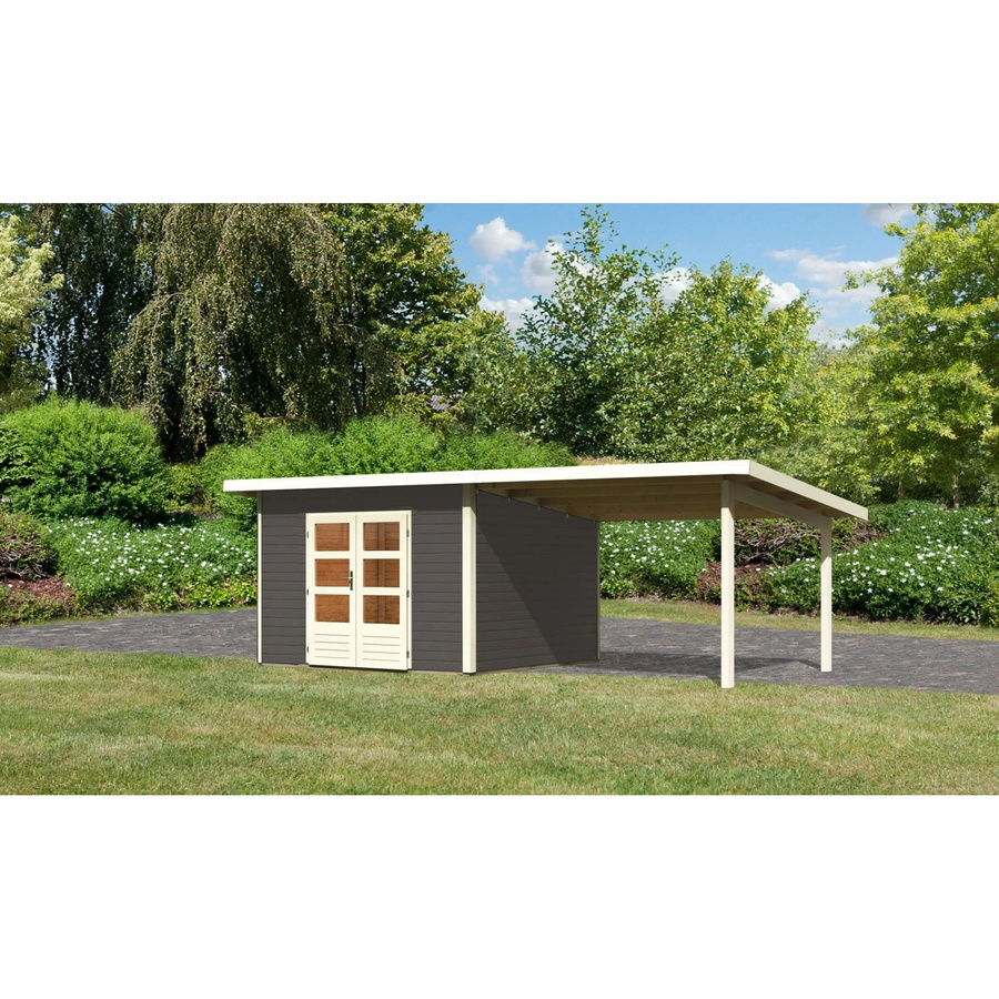 Karibu Holz-Gartenhaus Karlskoga mit Pultdach in Terragrau, B/T: 305 x 305 cm - Bild 2