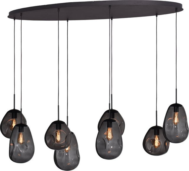 Masterlight Lava Pendelleuchte 8-flammig oval in Rauchgrau mit Glas-Elementen - Bild 1